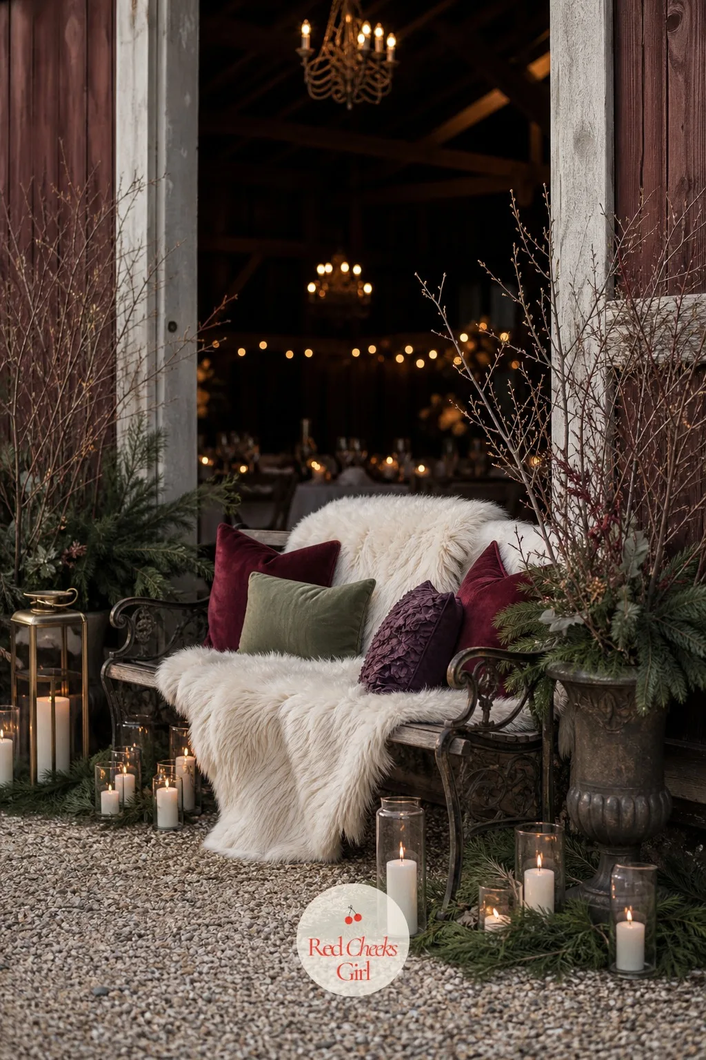 Faux Fur Throw Photo Nook — The best light of the whole day is often outside, and nobody wants to pose for it shivering with her arms crossed. Winter wedding