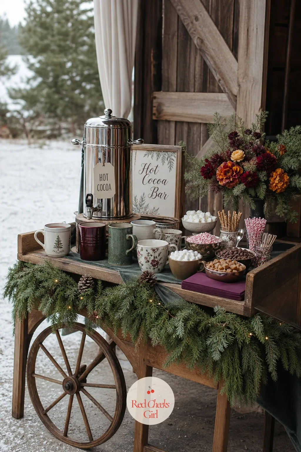 Hot Cocoa Bar With Toppings — A cold cocktail in December makes guests hug their arms over the glass instead of raising it to toast. Winter wedding ideas