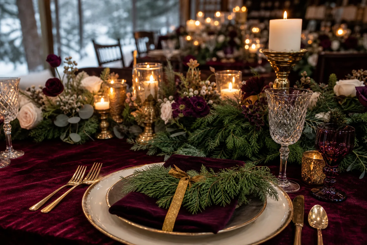 30 Winter Wedding Ideas With Candlelight, Velvet and Evergreen
