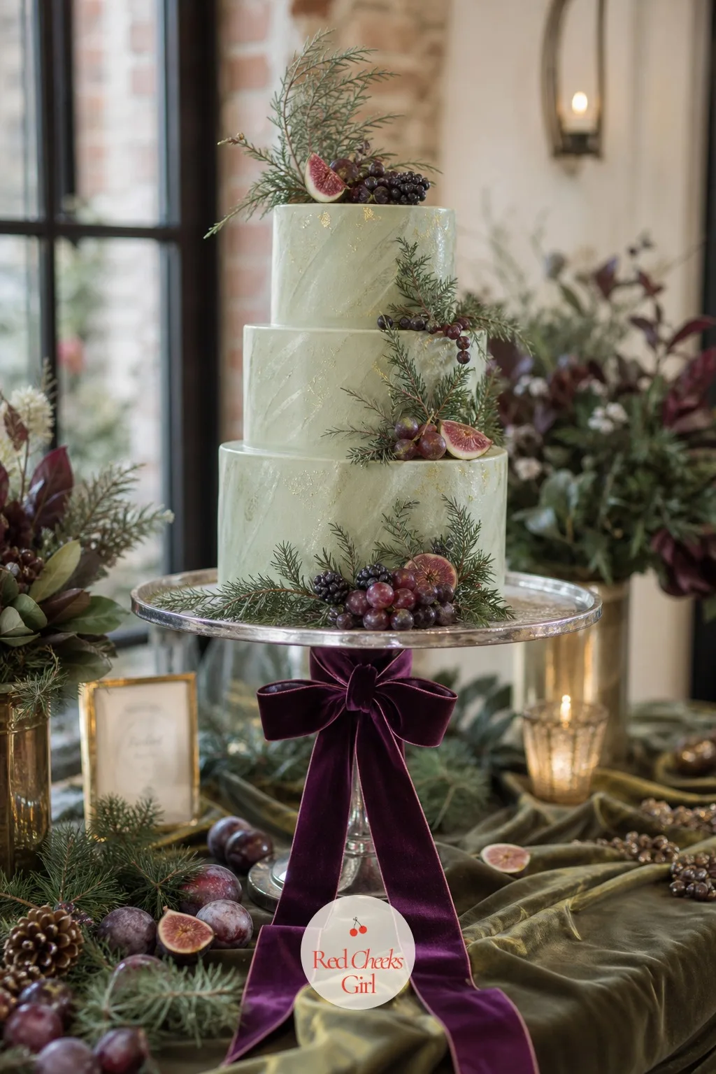 Velvet Ribbon Wrapped Cake Stand Display — The cake gets all the attention, but the stand underneath is what shows up in the bottom of every single photo taken