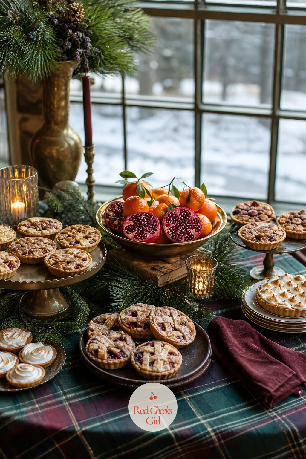 Winter Fruit and Mini Pie Dessert Table — A dessert table standing next to a towering cake can feel redundant unless it is offering guests something genuinely
