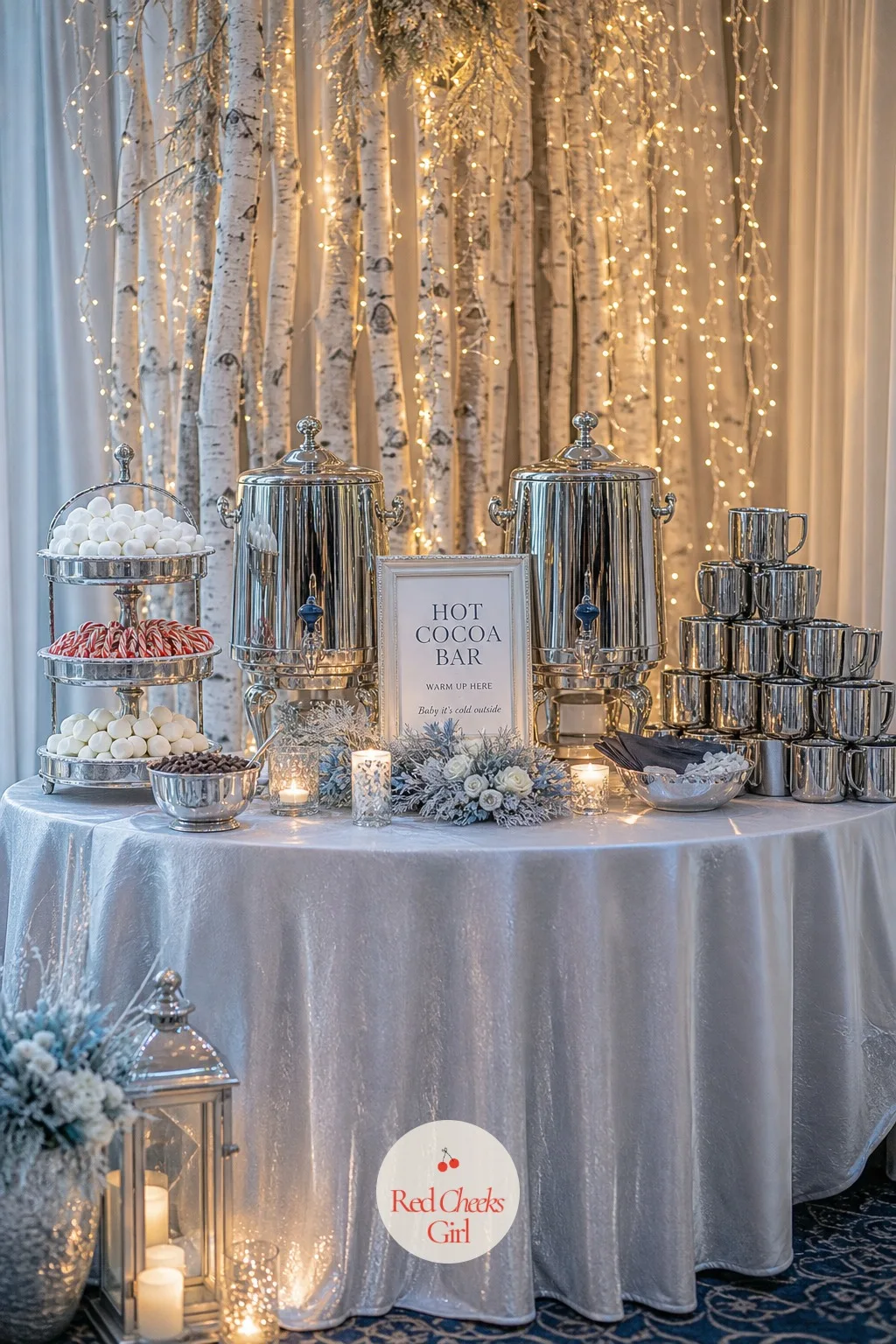 Hot Cocoa Bar — A coffee station is fine, but a hot cocoa bar is the one thing at a winter wedding guests actually talk about afterward. Winter wonderland