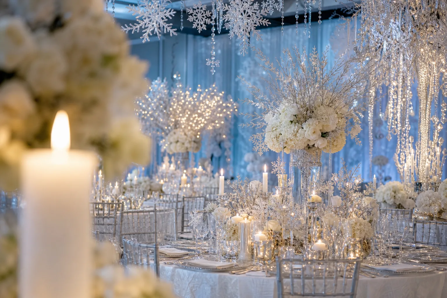 32 Winter Wonderland Wedding Ideas in White, Silver and Candlelight