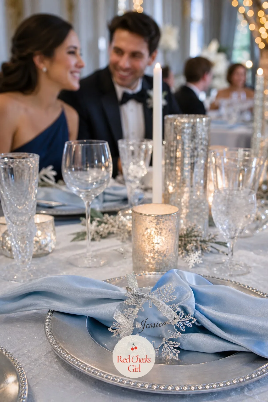 Snowflake Place Cards and Napkin Ties — Finding a seat should feel like a small moment of its own, not a scavenger hunt through a stack of cards. Winter