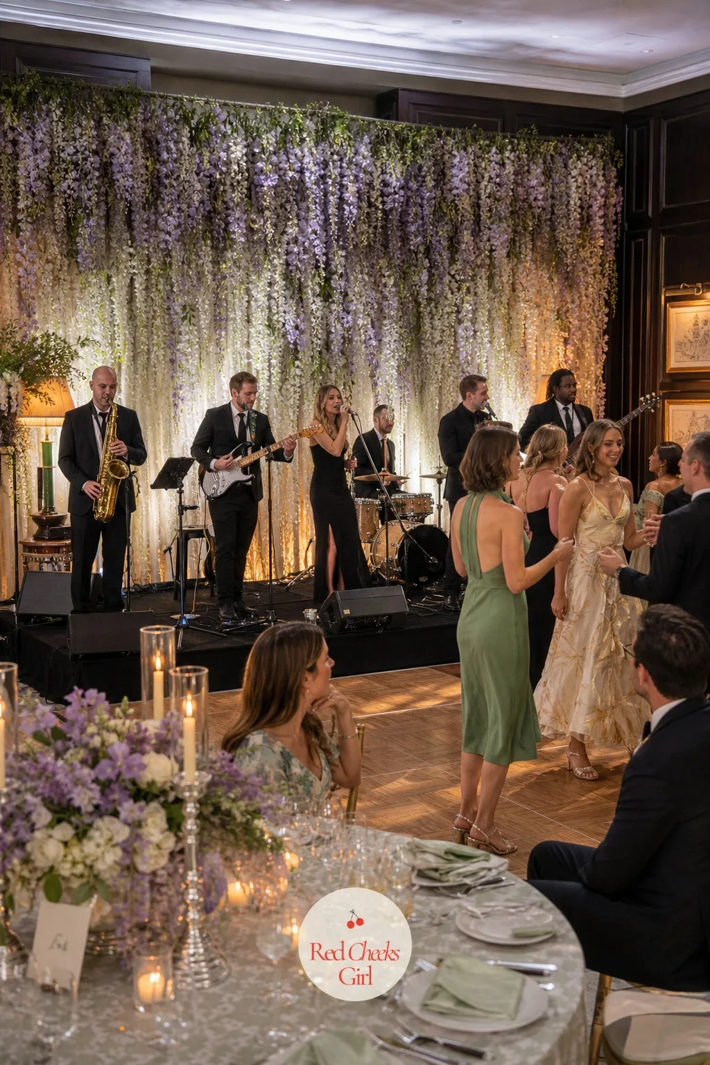 A Wisteria Wall Behind the Band or First Dance — Whatever stands behind the couple during the first dance, or behind the band for the rest of the night, should