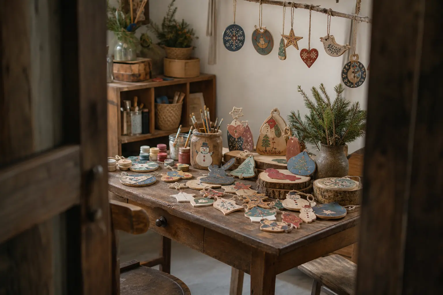 18 Wood Ornament Painting Ideas in Rustic, Folk-Art and Kid-Friendly Styles