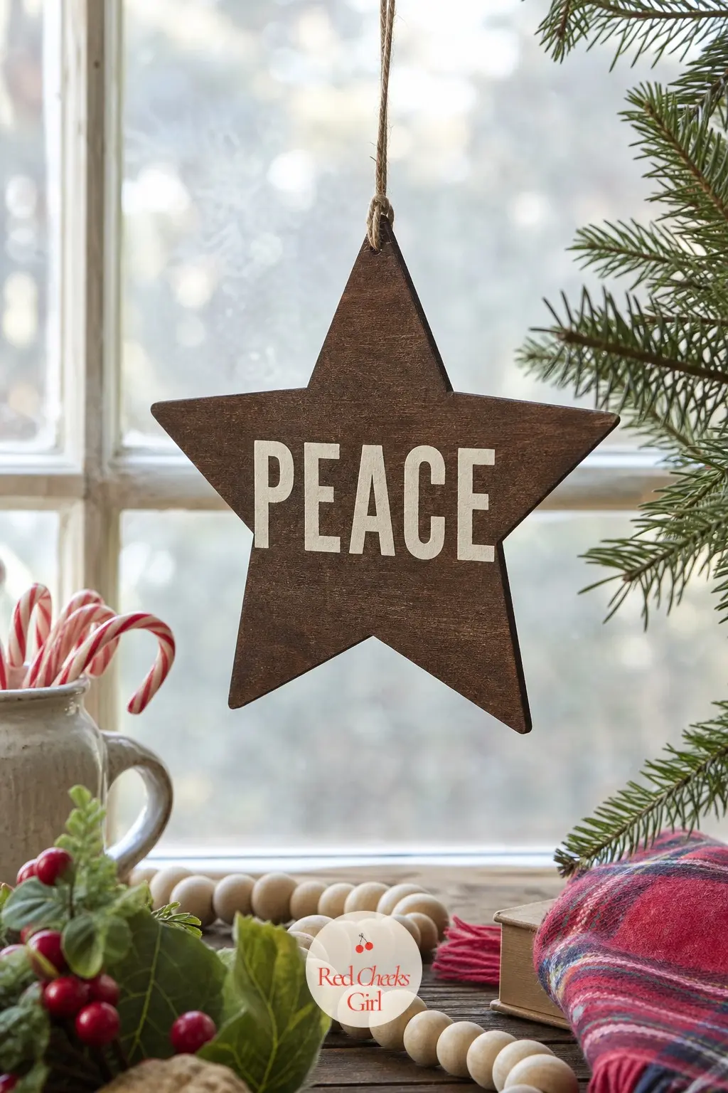 Walnut Stain Lettered Star — A star cutout, stained deep walnut brown and left to dry overnight, looks like it has hung in the same kitchen for a decade. Wood