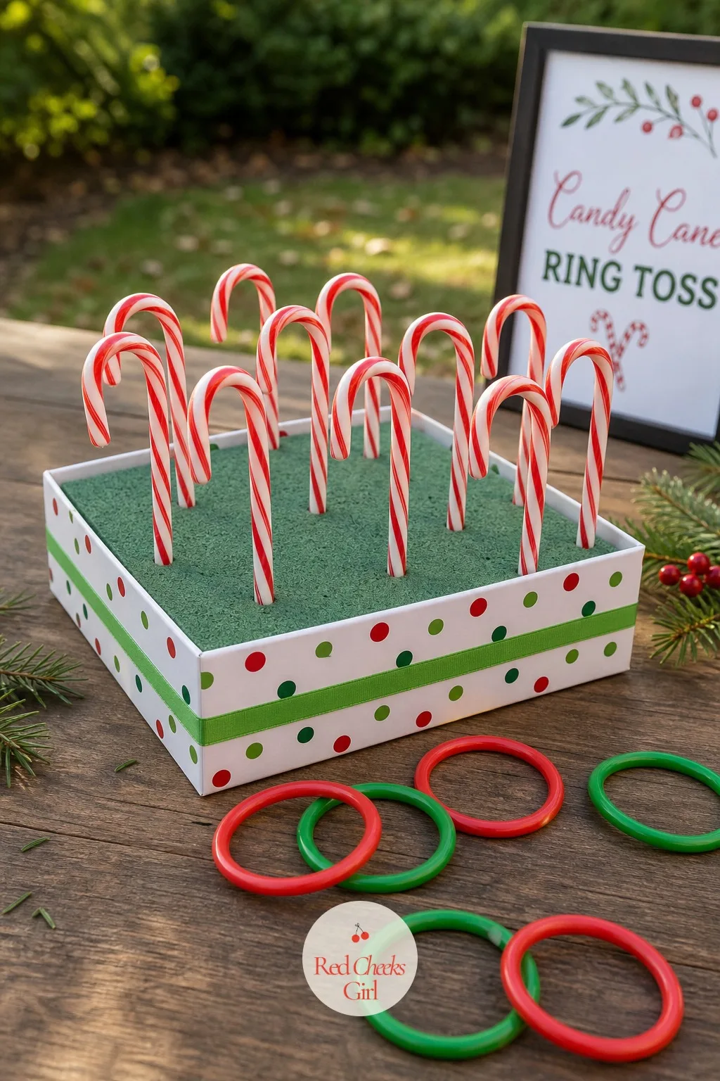 Candy Cane Ring Toss — This one needs about ninety seconds to set up and keeps a corner of the party busy all afternoon. Work christmas party ideas