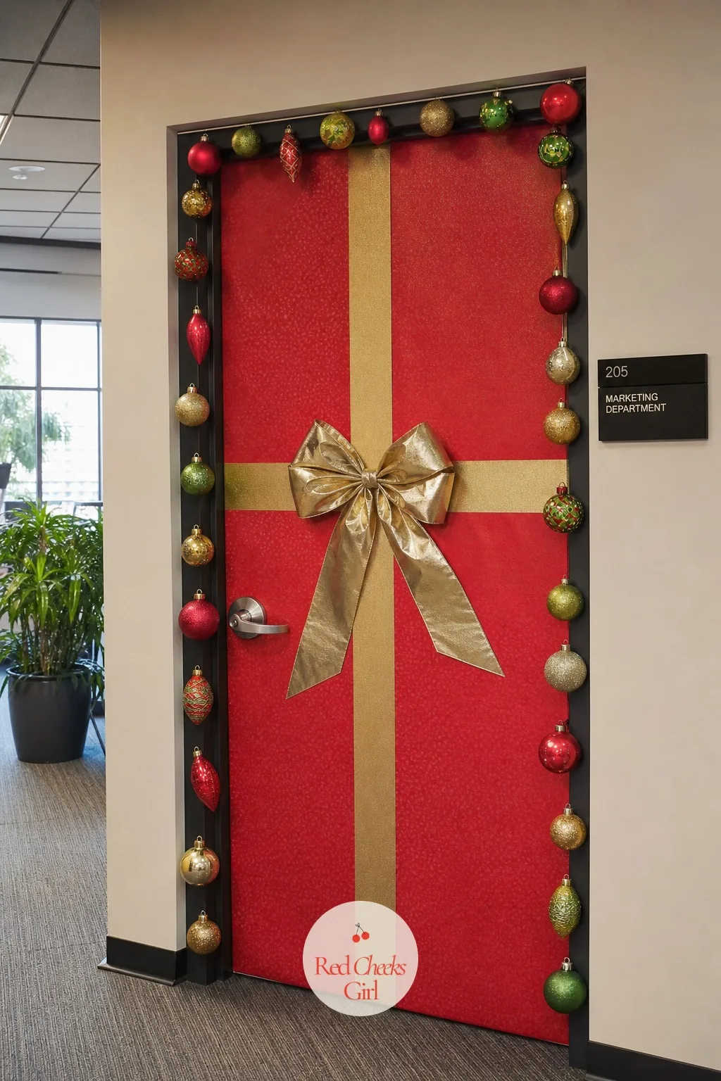 Department Door Decorating — Give every team its own door and the decorating stops being one person's job on a stepladder. Work christmas party ideas