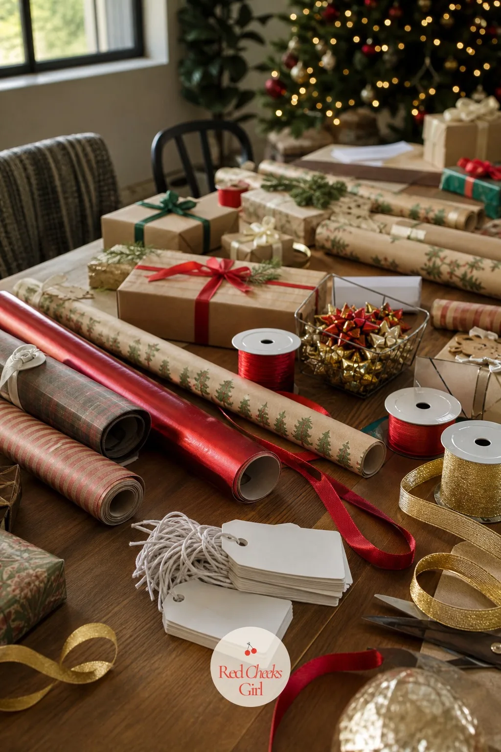 Gift Wrapping Party — Half the office arrives at December with a pile of unwrapped gifts and no good surface to wrap them on at home. Work christmas party ideas