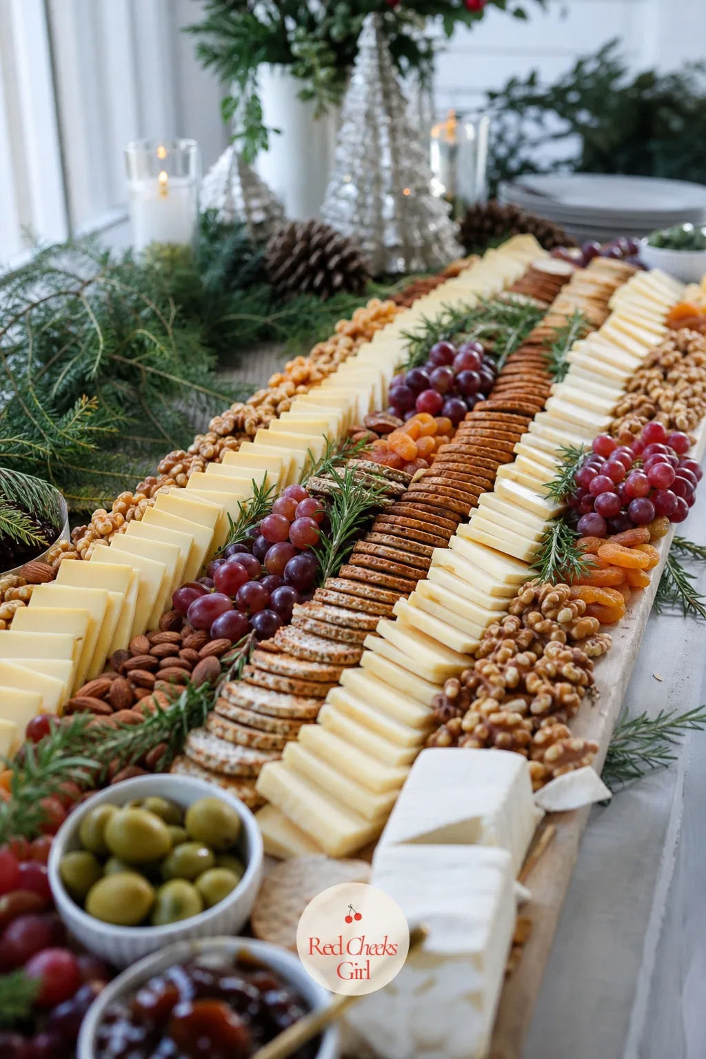 Grazing Table — One long table does more visual work than five separate trays, and it feeds a crowd for less than most catering quotes. Work christmas party
