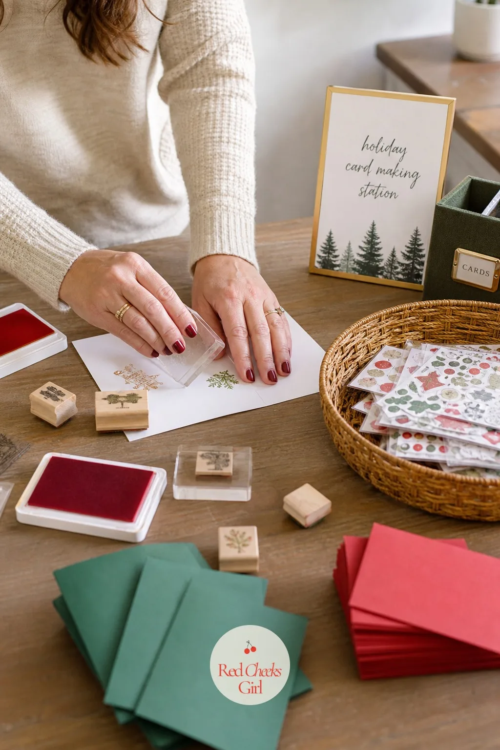 Holiday Card Making Station — A handmade card says more than a bought one, and most people have not made one since school. Work christmas party ideas